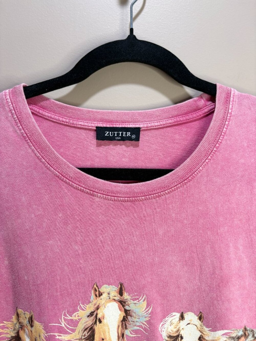 Zutter Horse Graphic Oversized T-Shirt Pink Mineral Wash Medium - Picture 4 of 5